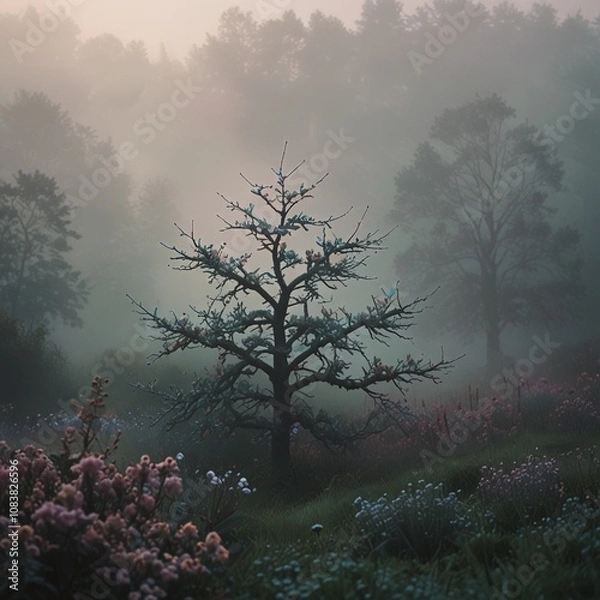 Obraz fog in the forest