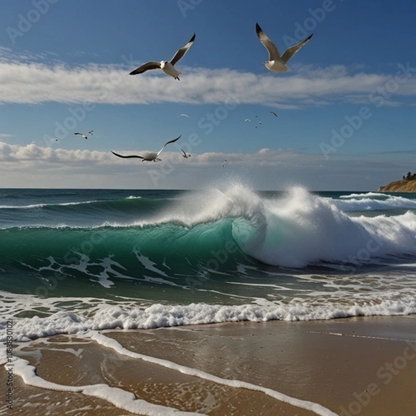 Obraz seagulls on the beach