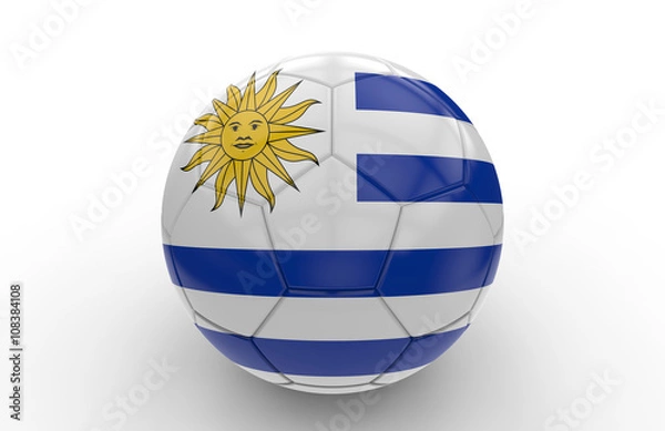 Fototapeta Soccer ball with Uruguay flag; 3d rendering