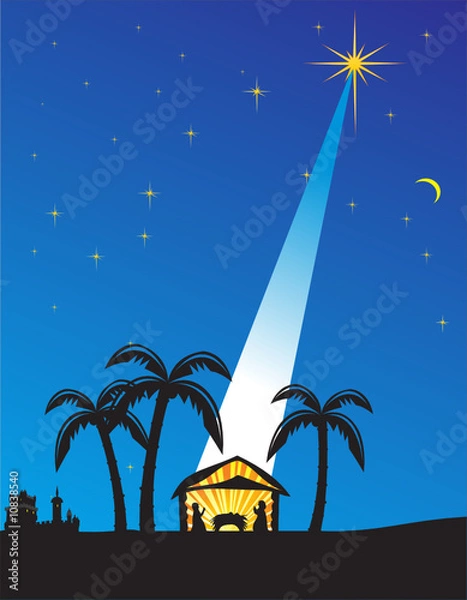 Obraz Christmas nativity scene. Vector illustration