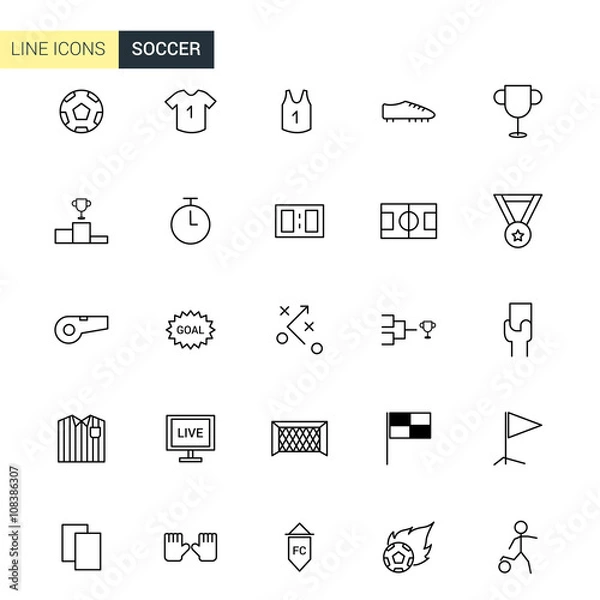 Obraz Vector soccer line icons