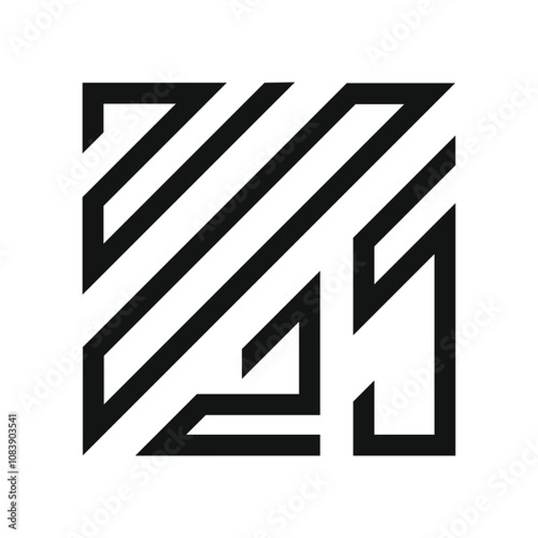 Fototapeta Happy New Year 2025 logo text design. Vector modern minimalistic text with black numbers. Isolated on white background. Concept design.