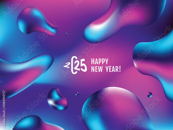 Fototapeta 2025 modern minimal logo text design. Fluid colors banner. Liquid Background fluid. 2025 modern minimal logo text design. Stylish Happy New Year typography. Concept design. Eps10 vector illustration.