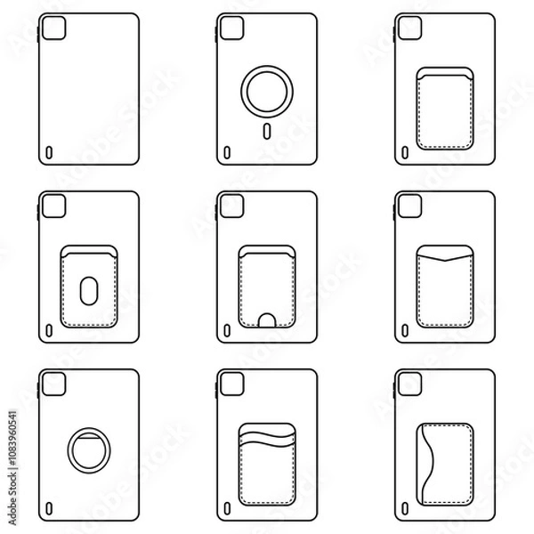 Fototapeta Minimalist Line Icons Phone Cases Set