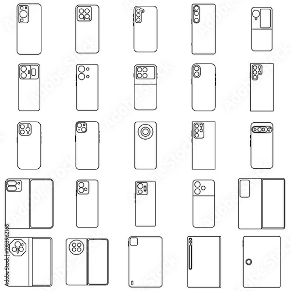 Fototapeta Minimalist Line Icons Phone Cases Set