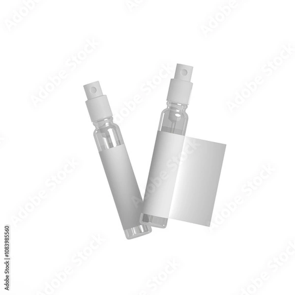 Obraz 3d render Parfume sample mockup with space for design without backgroud	