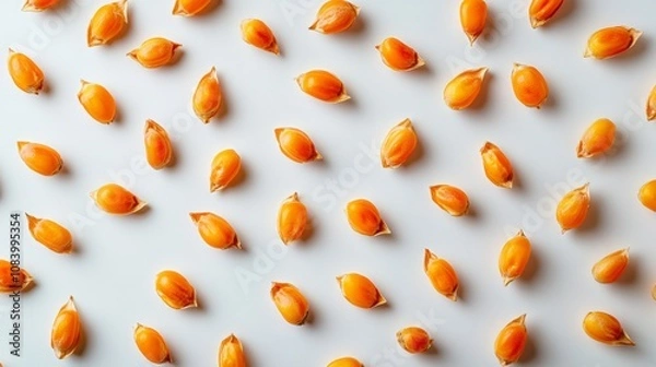 Obraz Patterned Arrangement of Corn Kernels on White Surface