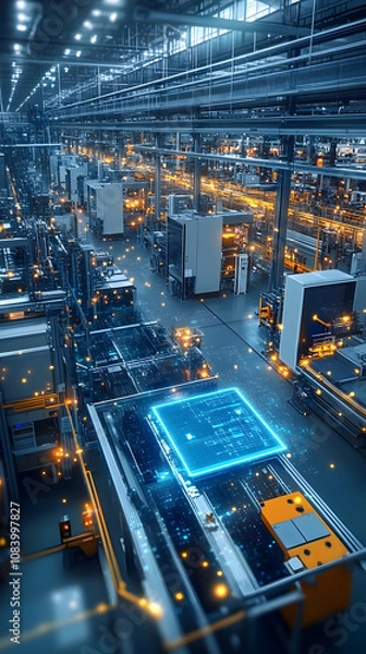 Fototapeta 3D Illustration Smart Factory Automation Industry 4.0 Technology Manufacturing