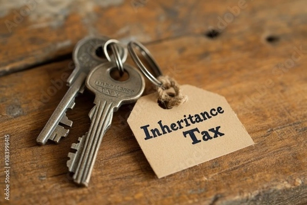 Fototapeta Inheritance Tax Keys on Wooden Surface
