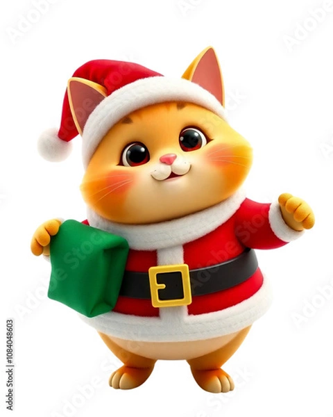 Obraz Santa cat on a transparent background image