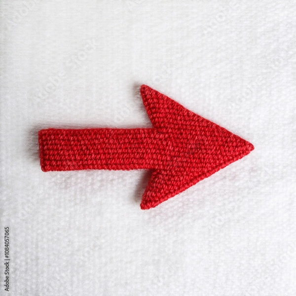 Obraz 赤色の毛糸の矢印。