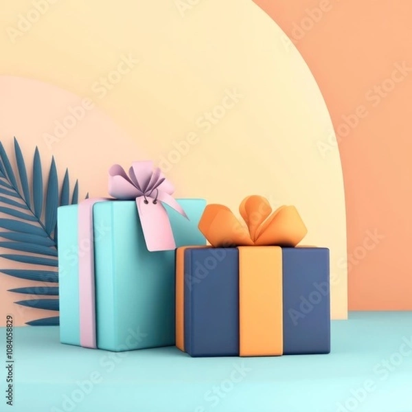 Fototapeta Colorful gift boxes creating a vibrant and festive atmosphere for celebrations.