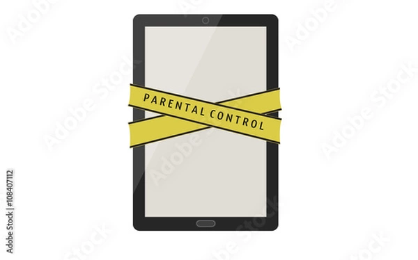 Obraz Tablet Screen under Parental Control. Wirewall Shield. Vector Illustration
