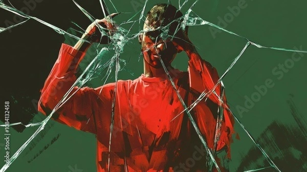 Fototapeta Vibrant Cartoon Style with Glass Isolation and Cracks
