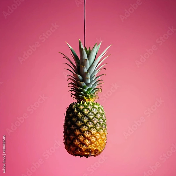 Obraz Pineapple on a red background
