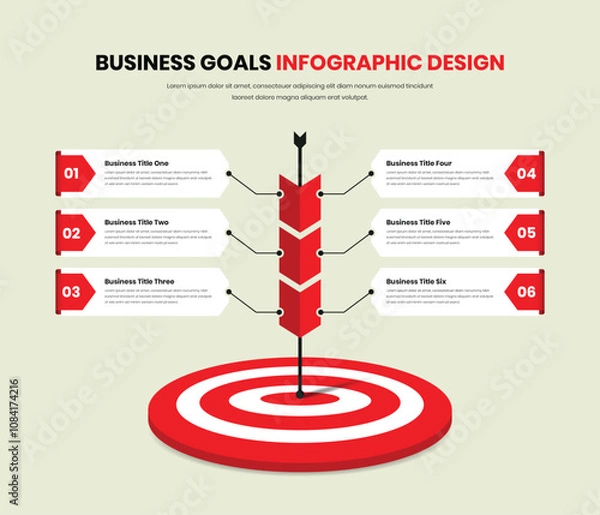 Fototapeta Business target and goal achievement process representation step infographic template design