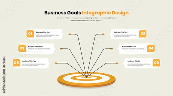 Fototapeta Business goal and target achievement process representation simple step infographic template