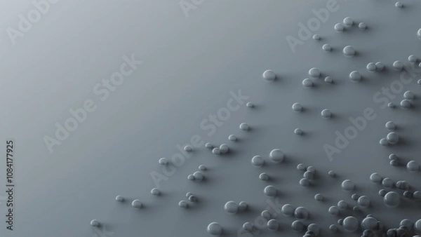 Obraz Bubbles over gray surface, abstract background. Digital 3D rendering. No AI.