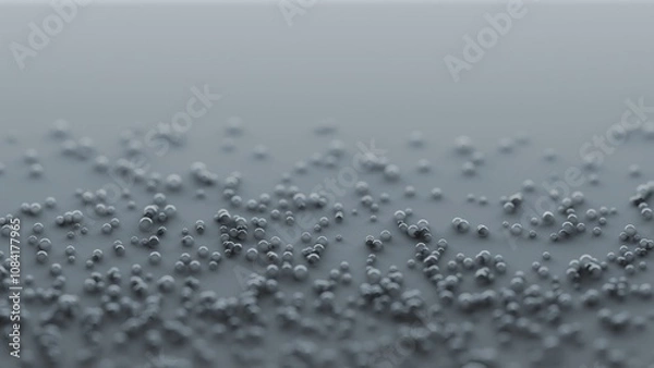 Obraz Bubbles over gray surface, abstract background. Digital 3D rendering. No AI.