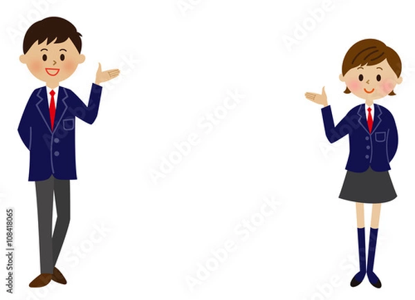 Fototapeta 笑顔で案内する生徒