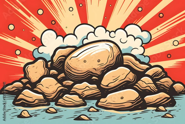 Obraz pop art style illustration of a pile of rock