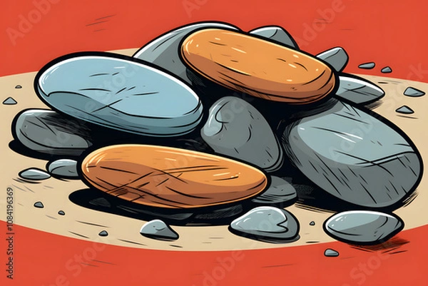 Obraz pop art style illustration of a pile of rock