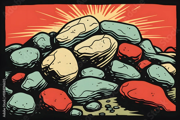Obraz pop art style illustration of a pile of rock