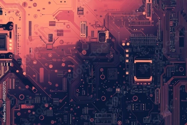 Fototapeta Abstract Cartoon Style GPU and RAM Component Design