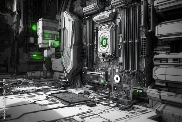 Obraz Abstract Cartoon Style Computer Component Illustration