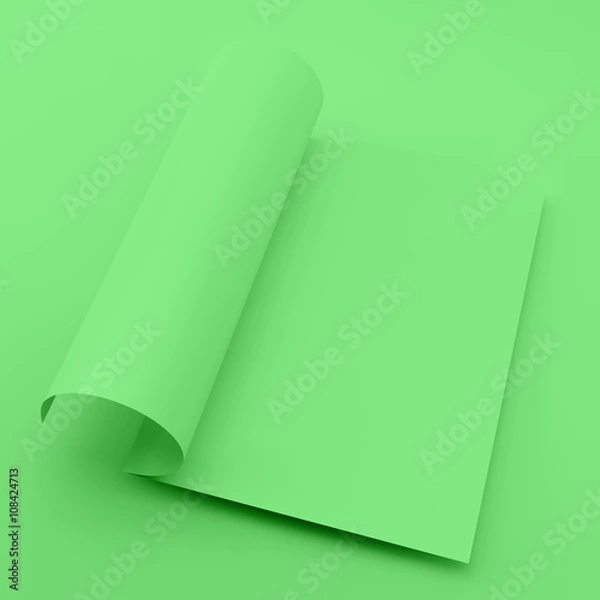 Fototapeta Textbook, Booklet or Notebook Mockup. Blank page template for design layout. 3d vector illustration. A4 business blank.