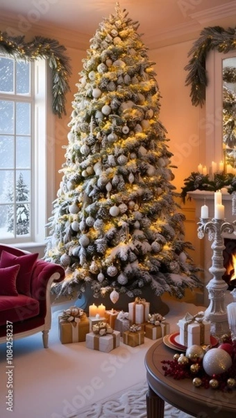 Fototapeta decorated christmas tree