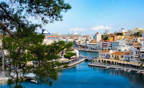 Obraz view of the port crete, greece