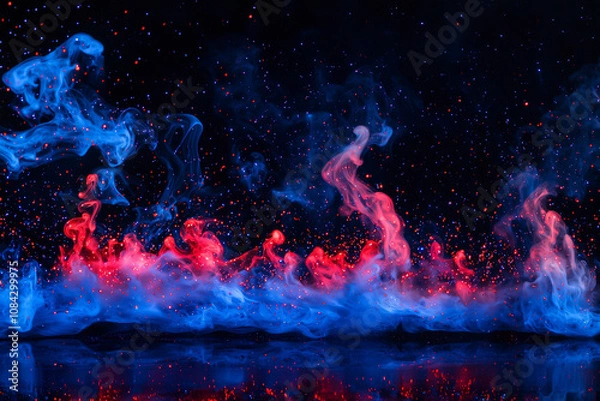 Fototapeta Abstract Colorful Smoke and Stars in the Night Sky - A Stunning Visual Display of Colors and Patterns