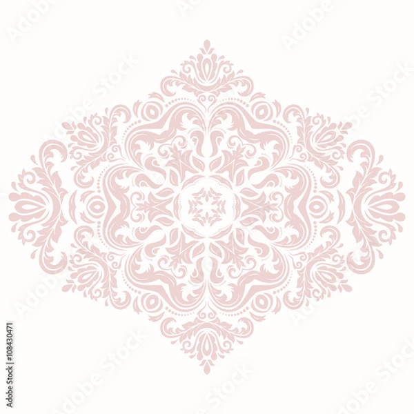 Fototapeta Damask pink pattern with oriental elements. Abstract traditional ornament