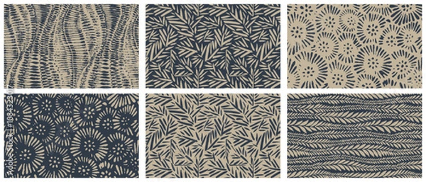 Obraz Organic Leaf Pattern. Bamboo Leaves Ornamental Texture. Floral Seamless Pattern. Palm Branch Background. Flourish Nature Summer Garden. Tropical Textile, Fabric Ornament.