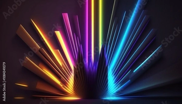 Fototapeta Abstract neon light arches in vibrant colors, creating a futuristic and dynamic visual, symbolizing modernity, creativity, and energy