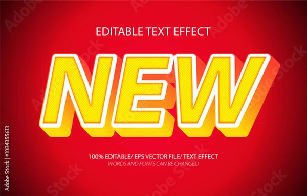 Fototapeta New editable text effect, 3D editable text template.