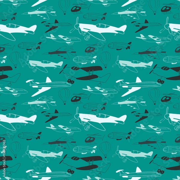 Obraz airplane seamless blue