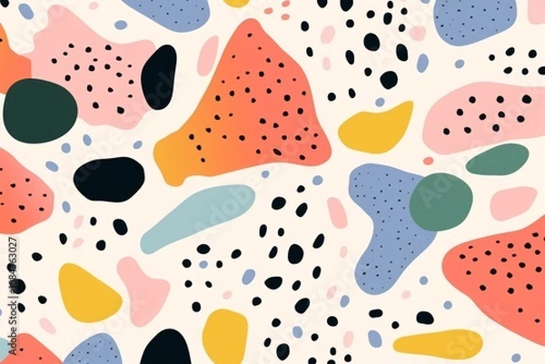 Fototapeta Abstract Terrazzo Background, Boho Terrazzo Wallpaper, Terrazzo Pattern, Colorful Abstract Terrazzo Background, Memphis Background, AI Generative