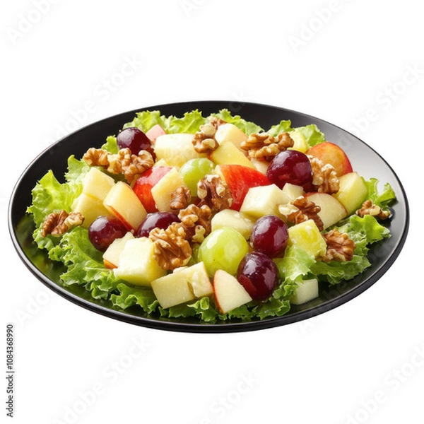 Obraz Ultrarealistic UHD Photo of Waldorf Salad with Fresh Apples and Grapes, Showcasing a Festive Holiday Dish for Thanksgiving and Christmas Celebrations