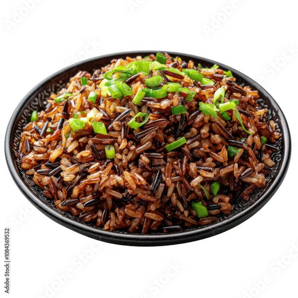 Obraz Ultra Realistic UHD Photo of Wild Rice Pilaf with Herbs, Nuts, and Dried Fruits, Served in a Decorative Bowl, Perfect for Thanksgiving and Christmas Feasts