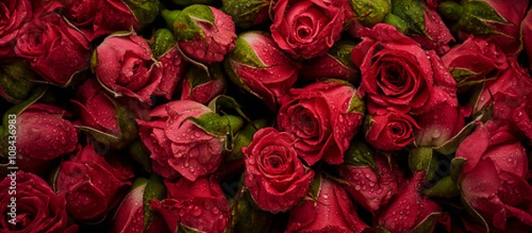 Obraz Róże z kroplami wody