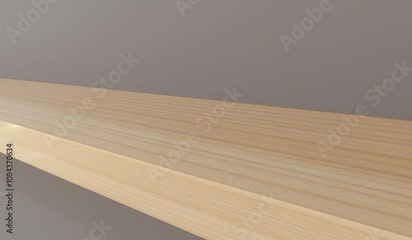 Obraz Wooden shelf close-up. Side view. Realistic 3D render.