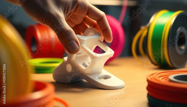 Obraz Innovative 3d printing action workshop location design object creative environment close-up viewpoint technology concept for prototyping and manufacturing impact