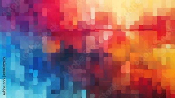 Fototapeta Vibrant Mosaic Spectrum. Abstract Pixel, Geometric Rainbow Background