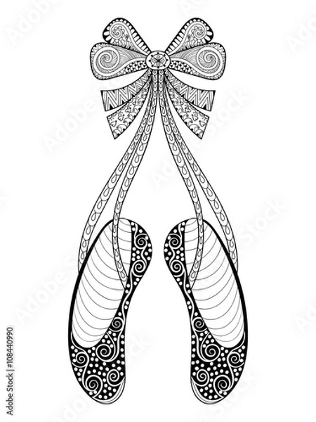 Obraz Vector zentangle ballet dance shoes symbol, patterned illustrati