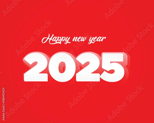 Obraz Happy New Year 2025 text design. Vector illustration