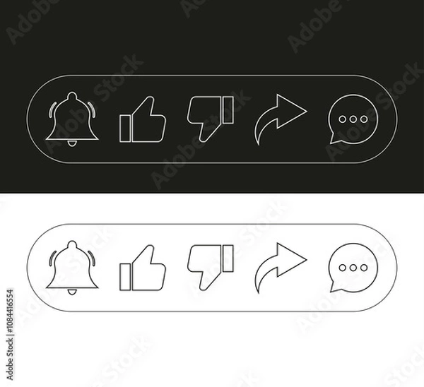 Obraz YouTube Like Comment Share Subscribe Icon Set