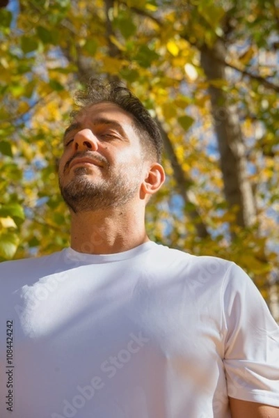 Obraz Connection with nature: Breathing pure air in the forest