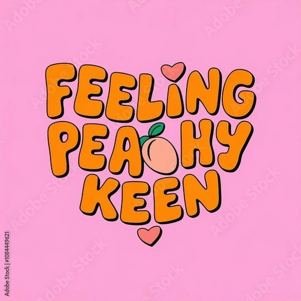 Fototapeta "Feeling peachy Keen" cute quote illustration	